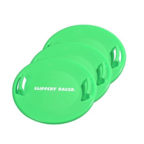 Slippery Racer Heavy-Duty Cold Weather Downhill Pro Adults and Kids Plastic Outdoor Winter Saucer Disc Snow Sleds with Handles.