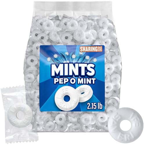 Pep O Mint Hard Candy, 2lb  2oz Bulk Pack of Mints Individually Wrapped, Bulk Mints for Parties and Events, Ideal Peppermint Candy for Refreshing Breath and Enjoyable Snacking