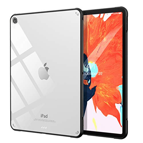 TiMOVO Case Compatible with iPad Pro 11 Inch 2018, [Supports Apple Pencil PairCharging] Flexible TPU Shock Absorbant Air-Pillow Edge Protective Slim Clear Cover Case for iPad Pro 11 2018, Black