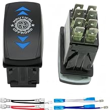 Off Road 3 Position Rocker Switch 12V-24V (ON)-Off-(ON) 8 Pin DPDT Momentary Switch, Marine Boat Heavy Duty Up Down Toggle Switch, Forward Reverse Arrow Rocker Switch for Car ATV UTV (Blue)