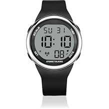 English Talking Men's Watch for Elderly, Low Vision or Visually Impaired, Loud Sound, Large Numbers, Bold Hands, Stainless Steel Expandable Strap
