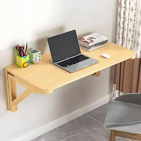 Wall Mounted Folding Desk Modern Space Saving Wall Desk Table Compact 60x40cm Desk for Spaces Ideal for Study Dining Room Bedroom Foldable Table for Home Office