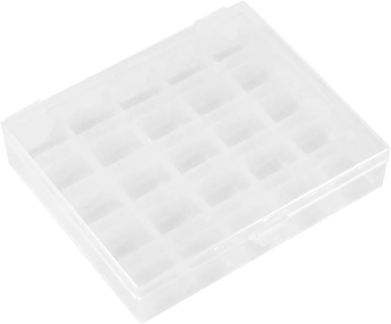 Plastic 25 Bobbin Boxes Organizer, Empty Bobbin Box Machine Bobbins Case Sewing Storage Clear Box for 25 Spools