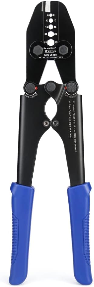 iCrimp IWS-0635S Battery Cable Lug Crimping Tool 6-35mm² for Connect Copper Lugs, Battery Cable Ends, Lugs