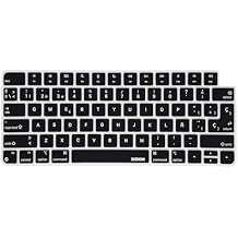 XSKN Shortcut and Language seriers Silicone Keyboard Cover Skin for 2021 New M1 Chip iMac Magic Keyboard with Touch ID A2449 with Lock Key A2450 Without Numeric keypad (US&EU Version Spanish Black)