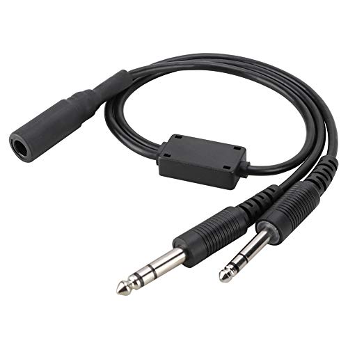 PUSOKEI Headset Adapter Cable, Helicopter to General Aviation Headset Adapter Cable with Dual GA Plugs, Suitable for AVCOMM, U 174 316 Mic Plug,14 Speaker Plug