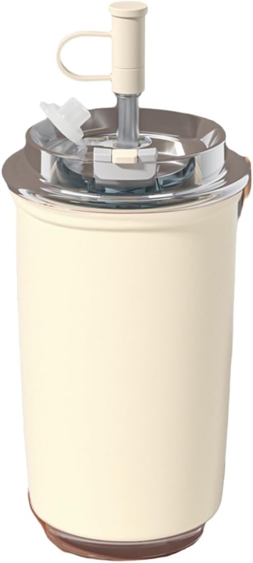 316 Stainless Steel Coffee Mug with Straw and Lid, 300ml (10oz) Double-Wall Vacuum Insulated Leak-Proof Travel Tumbler for Hot & Cold Drinks (White)