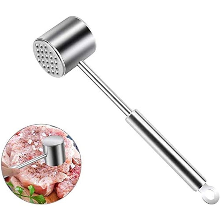 Meat Tenderizer-Heavy Duty Hammer Mallet Tool & Chicken Pounder -Profession Kitchen Gadgets Jacquard Meat Tenderizers Stainless Steel Meat Tenderizer Needle Best For Tenderizing,BBQ Circle