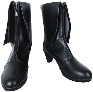 YuanCos Black Folded Heeled Boots Cosplay Shoes