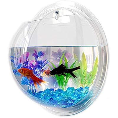 Transparent Creative Wall Mounted Acrylic Fish Bowl Hanging Aquarium Fish Tank Betta Fish Tank Plant Terrarium Home Decor 23cm Diameter