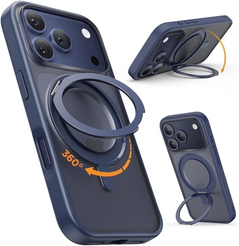 SURPHY Stand Case for iPhone 17 Pro Max Case Compatible with MagSafe (6.9 inch 2025), 360 Rotatable Ring Kickstand Phone Cases for 17 Pro Max, Stand Blue