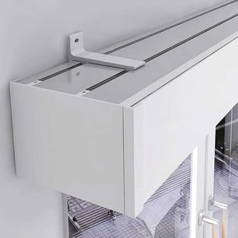 Heavy Duty Wall Mount Curtain Rod Box with Double Track & Bracket, Stylish Room Divider Curtain Rail Cover for Home Decor, Space-Saving Solution