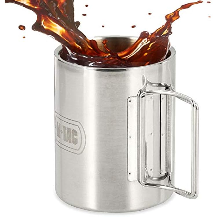 M-Tac 13,6oz Stainless Steel Hiking Mug Travel Coffee Cup with Handle