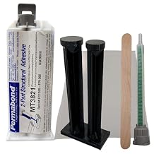 Permabond Adhesive Kit with Hand Plunger, MT3821 Two-Part Epoxy Adhesive, Flexible Modified Epoxy, 2:1 Mix Ratio, Black