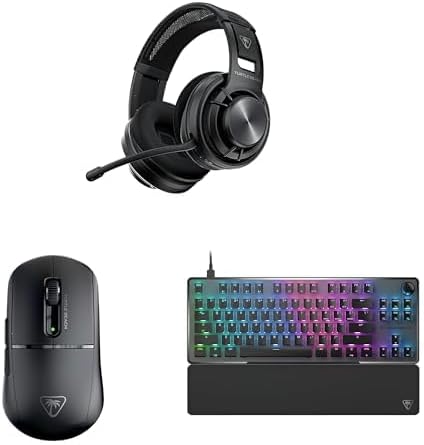 Turtle Beach PC Gaming Bundle - Atlas Air Wireless Headset + Burst II Air Gaming Mouse + Vulcan II TKL LED Keyboard (Black)