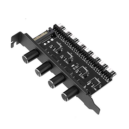 PC 8 Channels Fan Hub 4 Knob Cooling Fan Speed Controller for CPU Case HDD Vga Pwm Fan Pci Bracket Power by 12V Fan Consata Interface