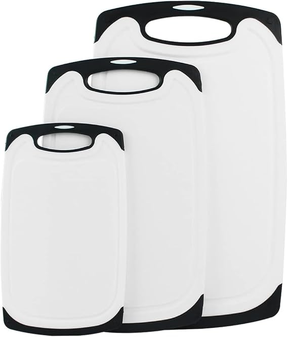 Cooking Cutting Boards - 3 Set - Small to Extra Large Cutting Boards for Kitchen, Meat, Vegetables - Dishwasher Safe, Juice Groove, Non-Slip Rubber Chopping Board Set