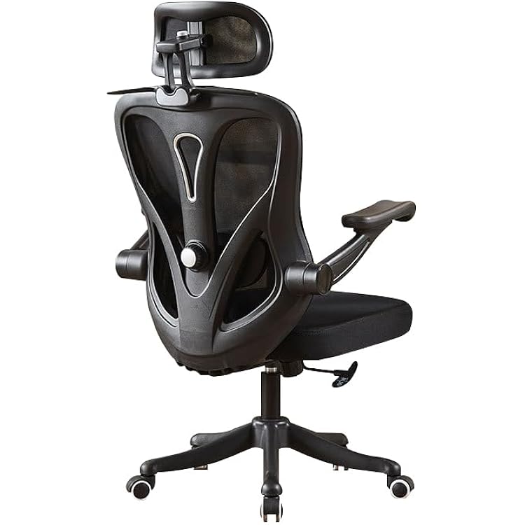 Ergonomic Mesh Office Chair with 3D Headrest, Adaptive Lumbar Support, Latex Cushion & Breathable Mesh 90 Flip Armrests, Free Recline, Heavy-Duty Base Perfect for Home Office & Gaming,Blac