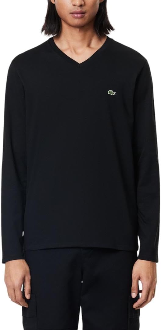 Lacoste Men's Long Sleeve Jersey Pima V-Neck T-Shirt