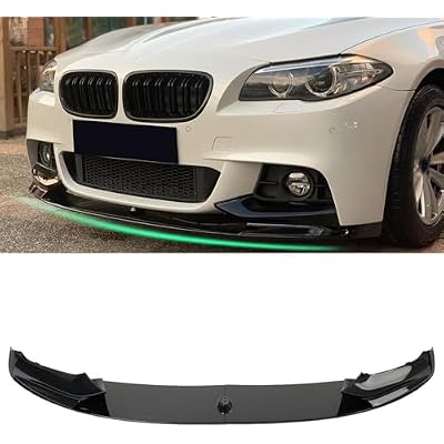 KHK Front Bumper Lip Spoiler for BMW 5 Series F10 528i 530i 535i 550i M-Sport Bumper 2011-2016,Glossy Black ABS Air Dam Front Splitter Body Kit Accessories