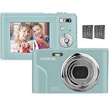 Andoer Portable Digital Camera 48MP 1080P 2.4-inch IPS Screen 16X Zoom Auto Focus Self-Timer 128GB Extended Memory Face Detection Anti-Shaking with 2pcs Batteries Hand Strap Carry Pouch
