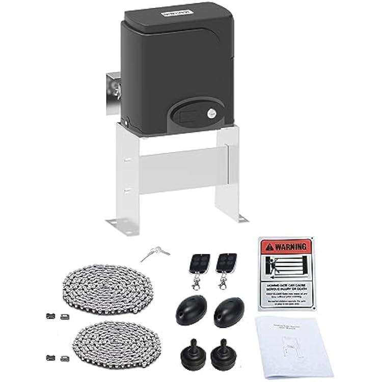 Automatic Sliding Gate Operator Kit Driveway Security Gate Opener Hardware Kit with Two Transmitters and Infrared Photocell for Slide Gates up to 40 feet Long for Gates up to 1300lbs