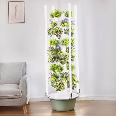 Hydroponic Tower Garden System Kit - Aeroponic Growing System with 20/28/36 Pots and Tank for Indoor Gardening