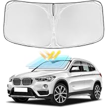 for BMW X1 F48 U11 2016-2022 Windshield Sun Shade - 4 Layers Car Sunshades for Front Windows Shade Cover Custom Fit X1 F48 U11 Sun Visor 250T Retractable Shade Blocks UV Rays Car Accessories