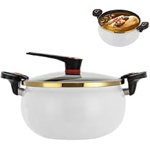 8L Micro Pressure Cooker, Non-Stick Pot Multi-Function Micro Pressure Cooking Pot for Induction Cookers, Gas Cookers, Electric Ceramic Stoves, Halogen Stoves (White)