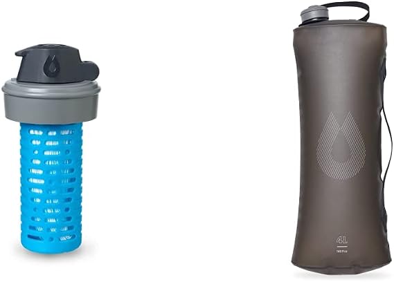 HydraPak Seeker 4L Ultra-Light Water Reservoir for Backcountry Hiking, Camping, and Emergency Preparedness & Compatible 42mm Filter Cap - Water Filtration Accessory