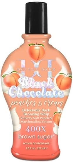 Brown Sugar Peaches & Cream 400X Double Dark Black Chocolate Bronzing Whip Tanning Lotion Ultra Rich Skin Softening Formula for Deep, Long-Lasting Color 7.5 oz