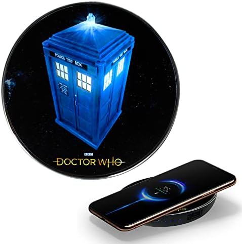 Doctor Who Tardis Illuminating Wireless Charger with Built-in Backup Battery Pack for Wired USB and Wireless Charging. Portable Phone Charger with Tardis Light-Up Logo- Doctor Who Gifts for Fans