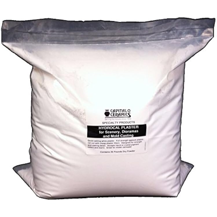 Hydrocal Plaster for Scenery, Dioramas, Dentistry and Mold Casting 25 lb Bulk Pack Bag - Great for Model Railroads by Capital Ceramics