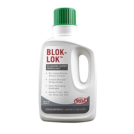 Rain Guard Water Sealers CR-0608 Blok-Lok Concentrate Sealer Covering Up to 750 Sq. Ft. on All Block Surfaces. 1 Quart Clear Penetrating Silane and Siloxane Professional Grade. | Clear Penetrating Silane & Siloxane Sealer, Professional Grade, Covers Up To 750 Sq. Ft., All Block Surfaces, Water Repellent