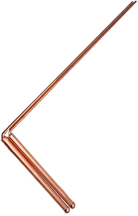2Pcs Copper Dowsing Rods - 99.9% Copper Detector Rod Metal Detector Rod for Water/Treasure/Minerals/Finding Tools,length12 inches (Single Head - Round Bead)