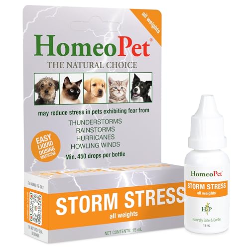 HomeoPet Storm Stress, Safe and Natural Storm-Stress Relief for Dogs and Cats, 15 Milliliters