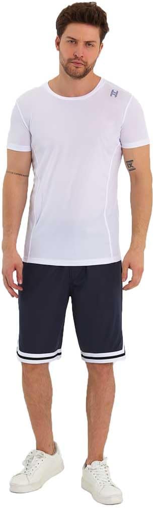 Men's Polyester White Striped Basketball Shorts