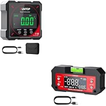 Professional Angle Measurement Kit: 4-Side Strong Magnetic Digital Angle Finder & Dual Axis Magnetic Digital Inclinometer, Rechargeable Level Box for Woodworking, Construction, Table Saw