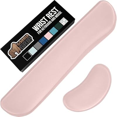 GORILLA GRIP Silky Gel Memory Foam Wrist Rest for Computer Keyboard, Mouse, Ergonomic Design for Typing Pain Relief, Desk Pads Support Hand Arm Mousepad Rests, Stain Resistant, 2 Piece Pad, Light Pink