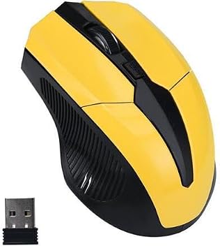 2.4G Portable Wireless Mouse, 1600 DPI Mobile Optical Cordless Mice with USB Receiver for Computer, Laptop, PC, Desktop, MacBook, 5 Buttons, Blue (Yellow)