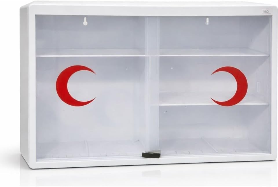 Duvar Tipi İlk Yardım Dolabı, Şeffaf Kapaklı, Kilitli, Çok Bölmeli, Plastik Gövde, Ev Ofis İş Yeri için