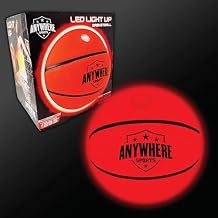 Anywhere Sports Pro Glow Light-Up Basketball Regulation Size #7 LED Basketball with USB Rechargeable Light, Impact Activated Glow, Indoor Outdoor Rubber Ball + Hand Pump