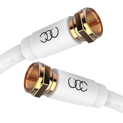 Ultra Clarity Cables Coaxial Cable 3ft - Triple Shielded RG6 Coax TV Cable Cord in-Wall Rated Gold Plated Connectors Digital Audio Video with Male F Connector Pin Black - 3 Feet