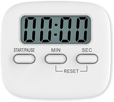 LCD Digital Kitchen Timer with Magnetic Loud Alarm Cooking Digital Time Reminder Multi-Function with Big Digits and Memory for Cooking Baking Exercise White (Battery not Included)