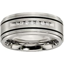 Diamond2Deal Titanium Brushed Enameled Diamond Wedding Band Ring Size 11 (0.25ct H-SI2)