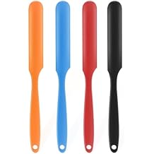 4-Piece Silicone Jar Spatula Set - Long Handle Nonstick Tool for Peanut Butter, Jam, Cake Decorating | Batter Mixing Blade, Flexible Baking & Cooking Utensil (4 Colors)