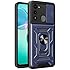 Compatible with Tecno Spark 8C Phone Case,Compatible with Tecno Spark Go 2022 / Spark 9 Magnetic Bracket [PC+TPU] 2 in 1 Slide Lens Kickstand Blue