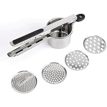 Wireless City 15oz Potato Ricer - Heavy-Duty Stainless-Steel Masher & Ricer Tool for Fluffy Mashed Potatoes, Baby Food & Vegetables - Ergonomic Anti-Slip Handles, Dishwasher Safe