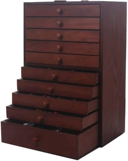 10 layers jewelry box, large capacity storage box, wooden ancient style exquisite multi-layer box, jewelry box with drawers, bracelet necklace jewelry box, suitable for dressing room