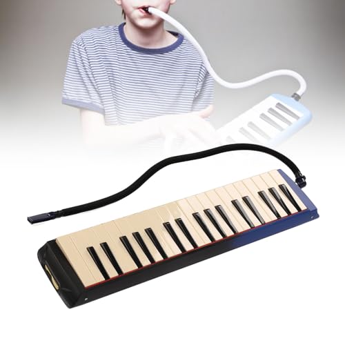 Tyenaza 37 Key Melodica Instrument, Piano Double Soft Tubes 2pcs Mouthpiece Melodica Air Piano Keyboard with Carrying Bag, for Music Classrooms